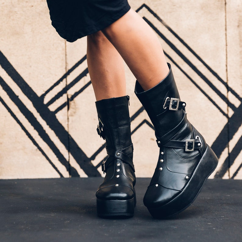 Women's Punk Priestess Platform Boots Goth Boots Platform Boots