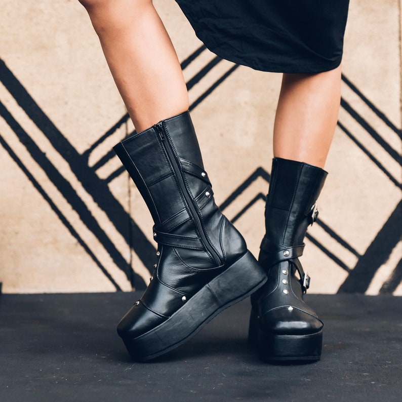 Women's Punk Priestess Platform Boots Goth Boots Platform Boots