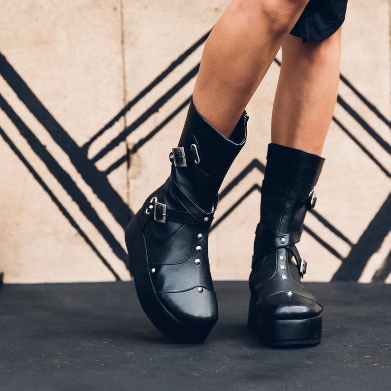 Women's Punk Priestess Platform Boots Goth Boots Platform Boots