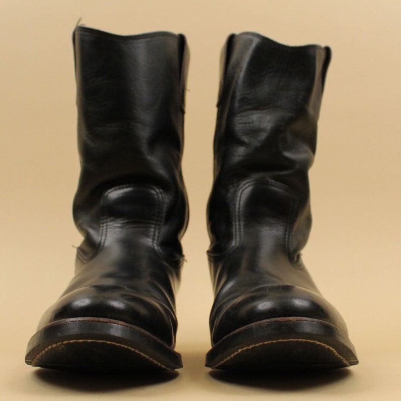 Women's 70s Vtg Black Pull on Boots Motorcycle Biker Punk Cowboy Metal