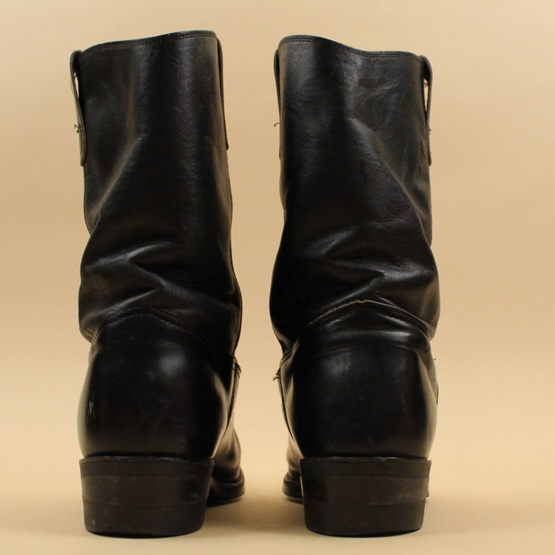 Women's 70s Vtg Black Pull on Boots Motorcycle Biker Punk Cowboy Metal