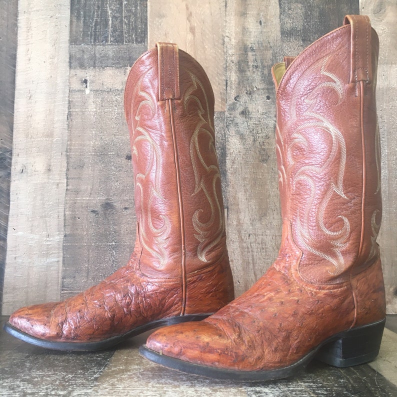 Men's Tony Lama Vtg Ostrich Cowboy Boots 8.5 D