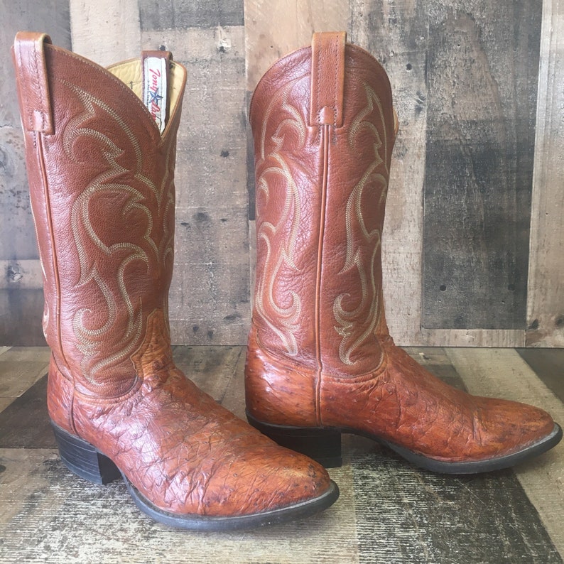 Men's Tony Lama Vtg Ostrich Cowboy Boots 8.5 D