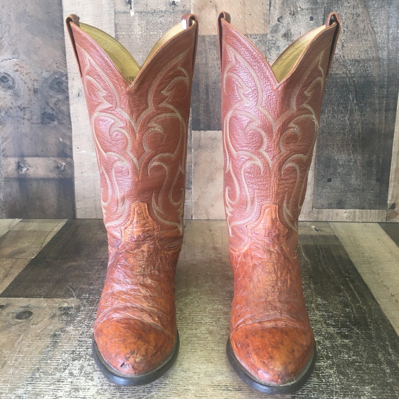 Men's Tony Lama Vtg Ostrich Cowboy Boots 8.5 D