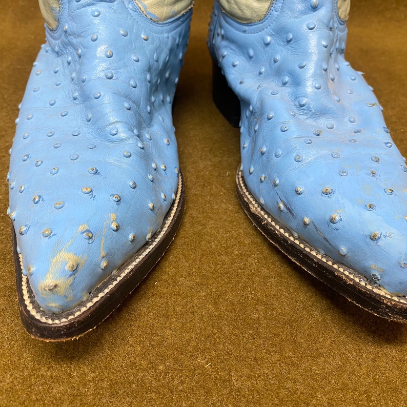 Men's Rudel Blue Ostrich Stitching Cowboy Western Ranch Exotic