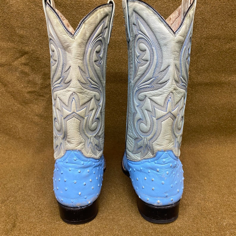 Men's Rudel Blue Ostrich Stitching Cowboy Western Ranch Exotic