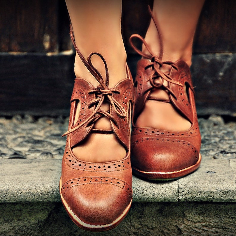 Women's STOCKHOLM. Brown Leather Booties / Brown Oxfords / Womens