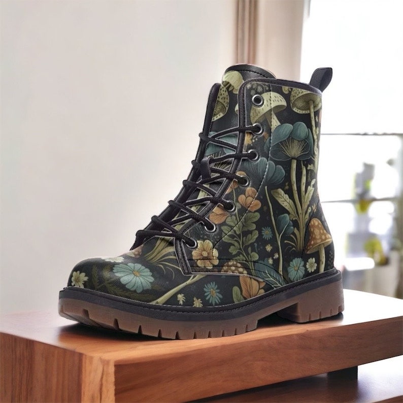 Men's Goblincore Boots Boho Dark Forest Mushrooms Combat Boot