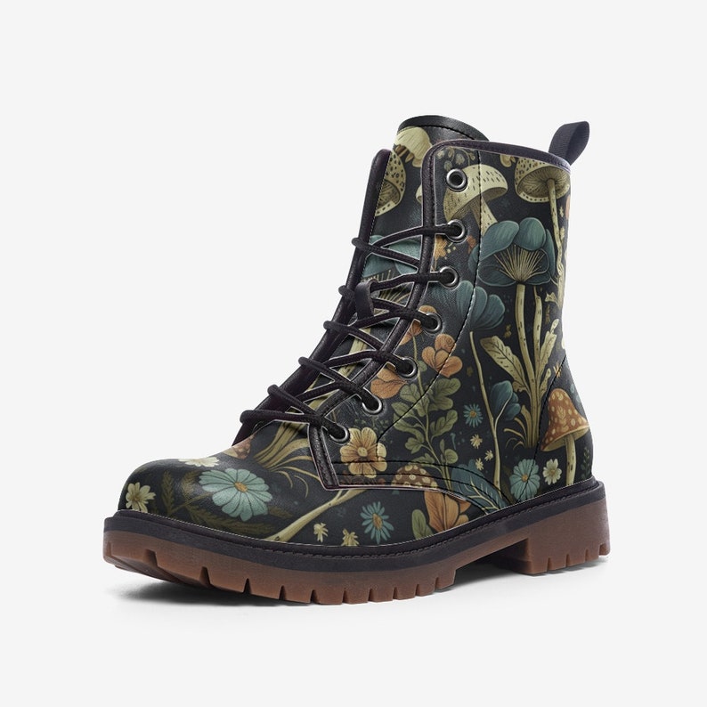 Men's Goblincore Boots Boho Dark Forest Mushrooms Combat Boot