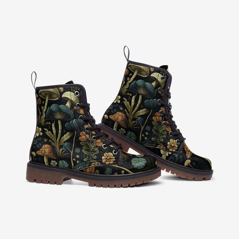 Men's Goblincore Boots Boho Dark Forest Mushrooms Combat Boot