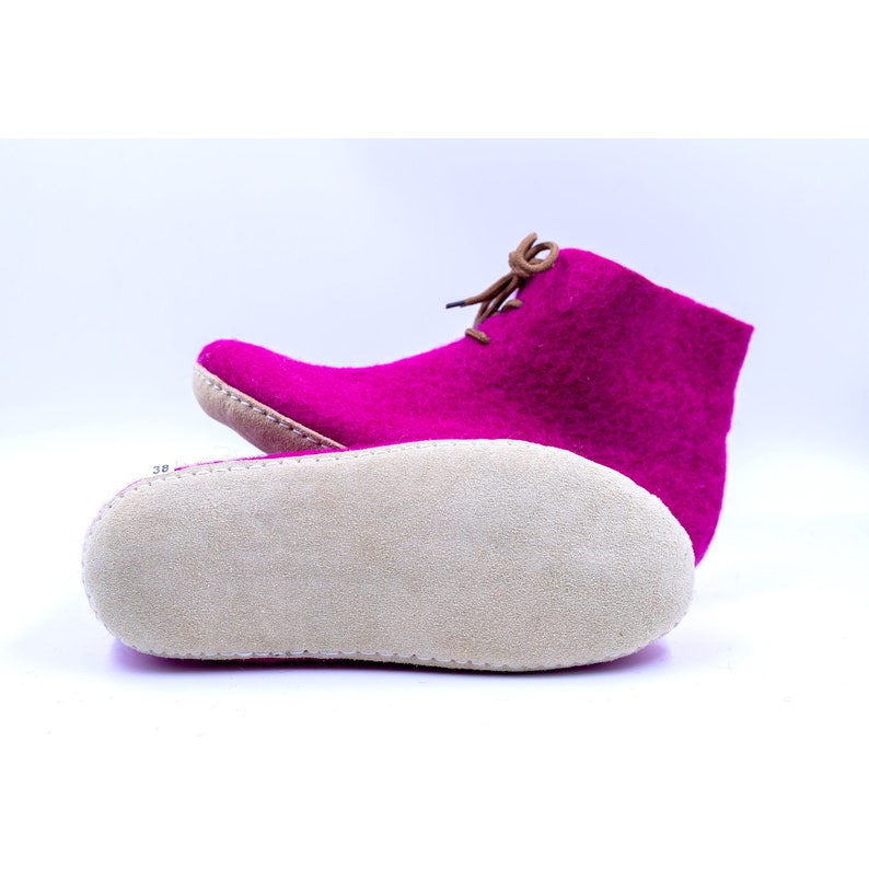 Men's Pink Woolen Boots Felt Shoes Ecofriendly Hand Felted Boots