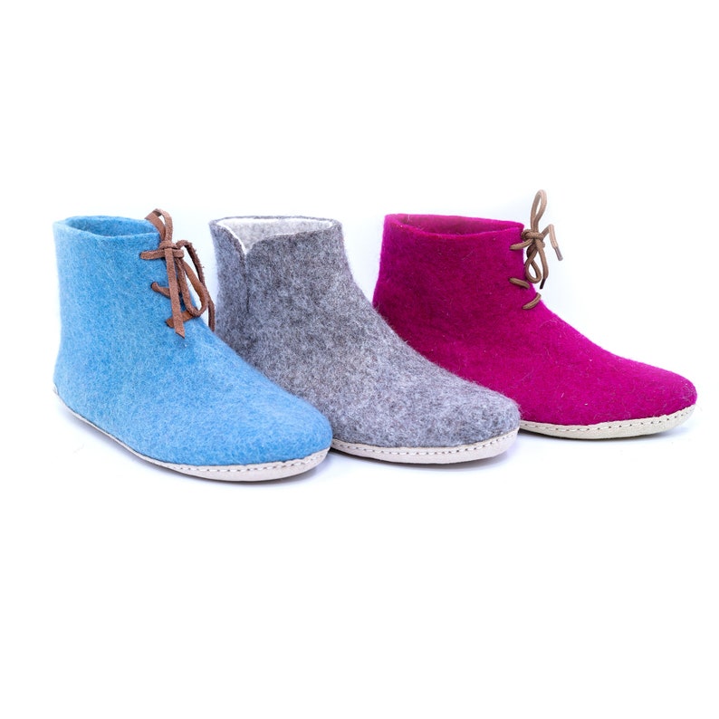 Men's Pink Woolen Boots Felt Shoes Ecofriendly Hand Felted Boots