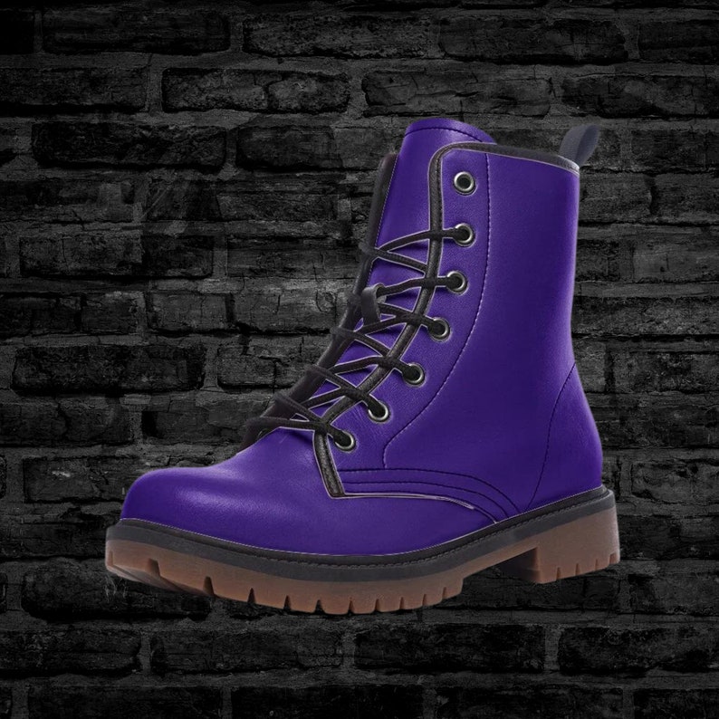 Men's Purple Vegan Leather Boots Classic Faux Leather Boot for