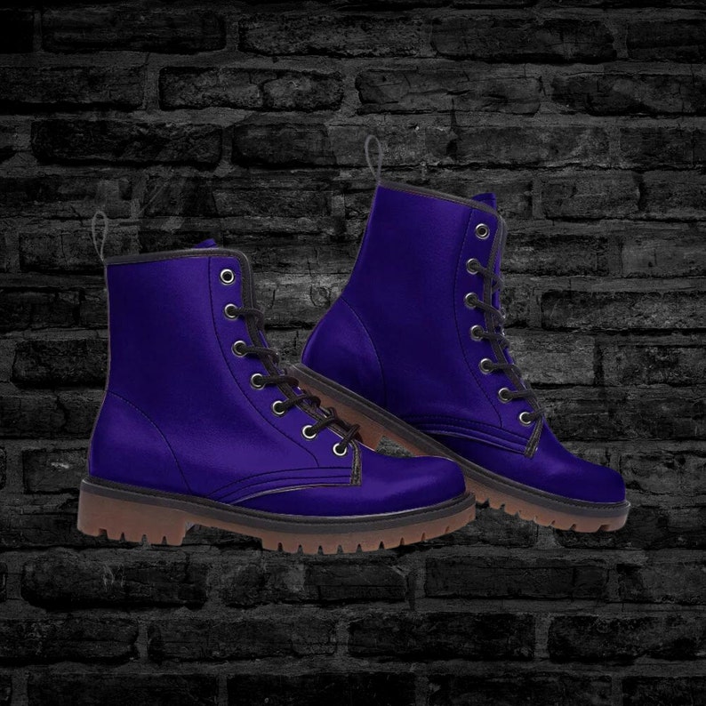 Men's Purple Vegan Leather Boots Classic Faux Leather Boot for