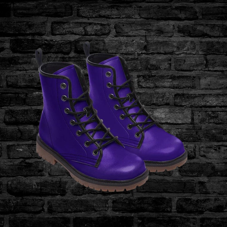 Men's Purple Vegan Leather Boots Classic Faux Leather Boot for