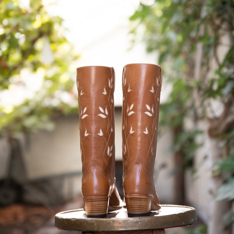 Women's Flower Boots Leaf Brown