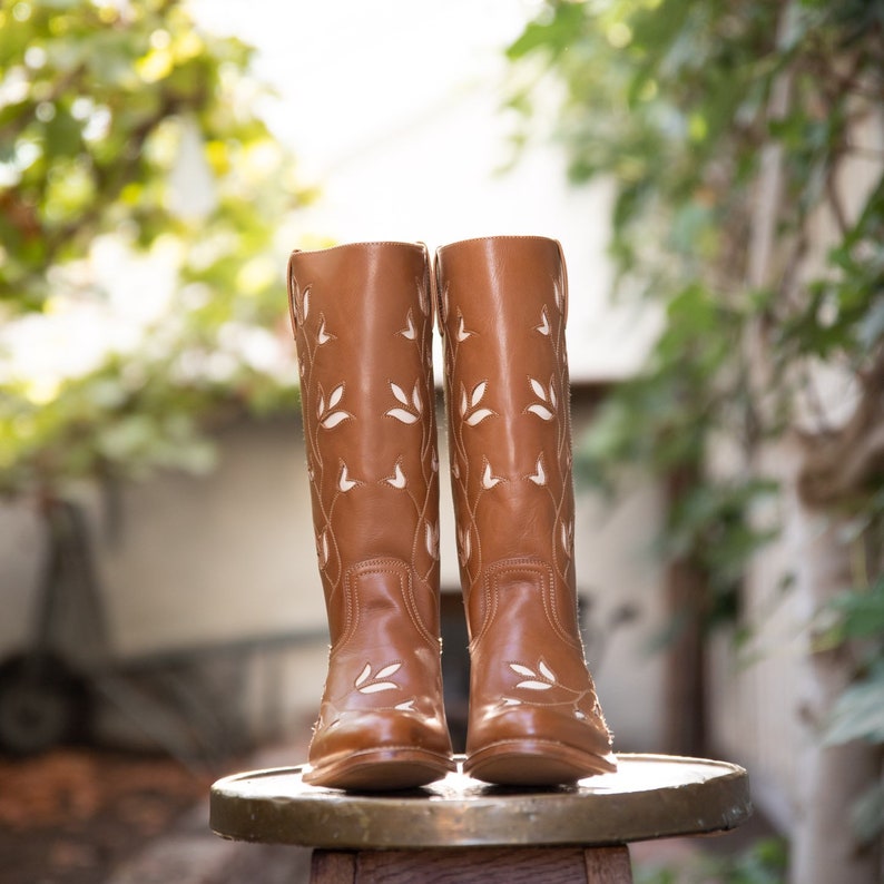 Women's Flower Boots Leaf Brown