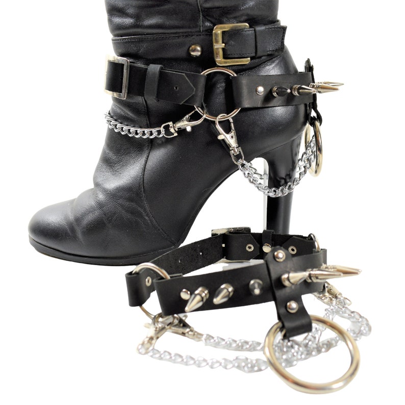 Men's WE103 Leather Boot Straps With Studs & Chains/unisex Boot