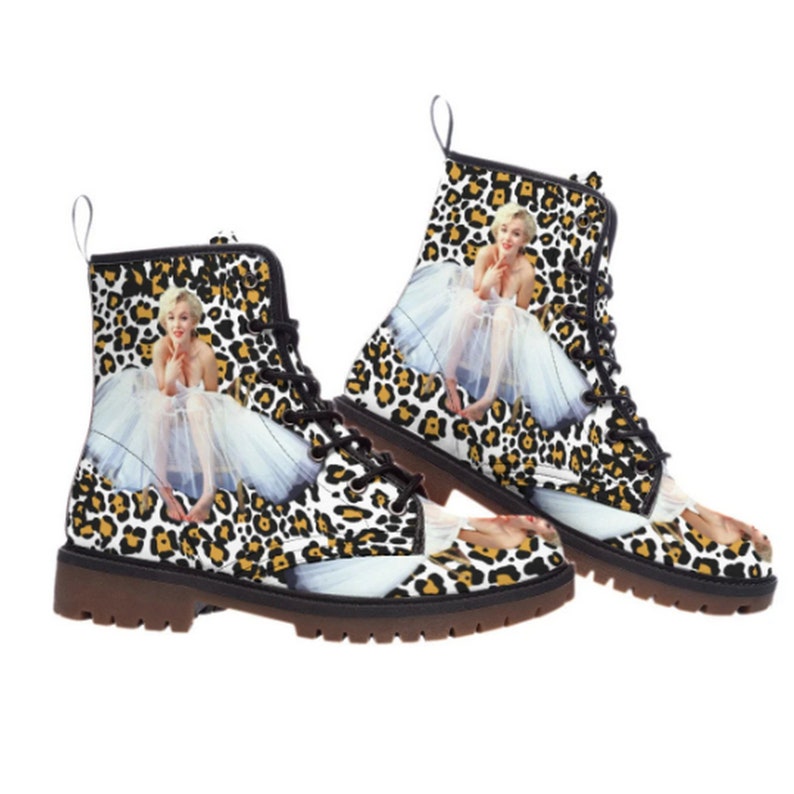 Women's Marilyn Monroe Leopard Style UNISEX Vegan Leather Boots