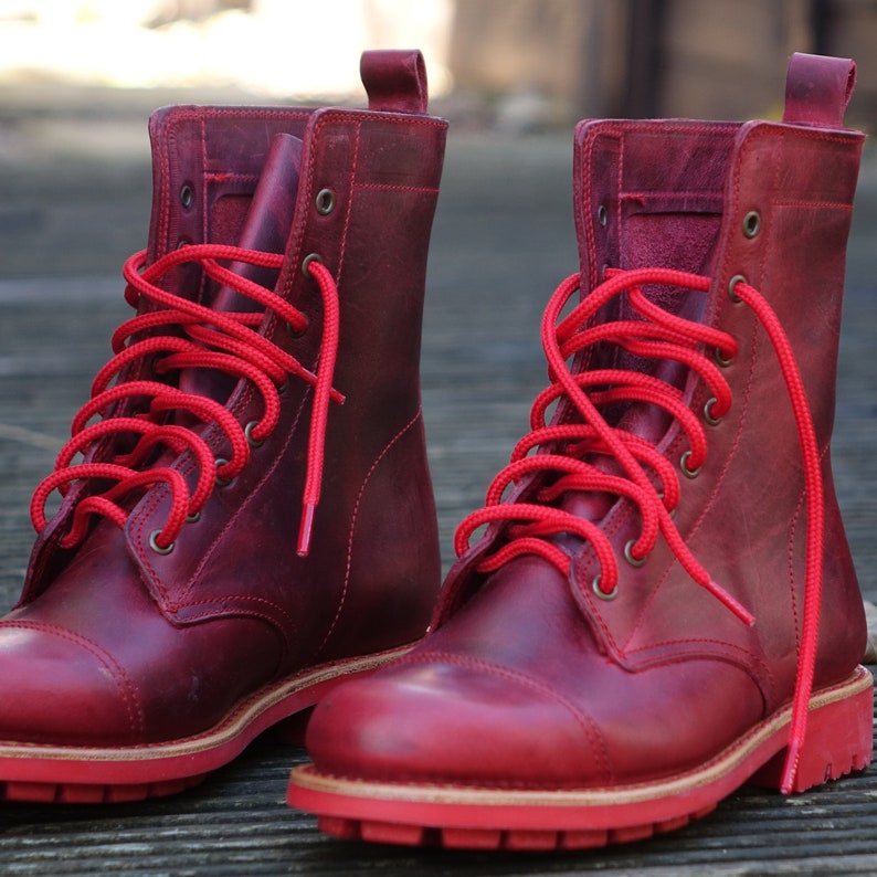 Men's Handmade Leather American Worker Ranger Red Boots Military