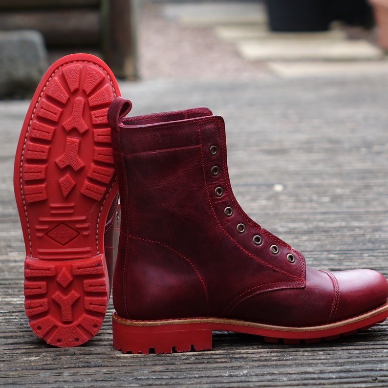 Men's Handmade Leather American Worker Ranger Red Boots Military