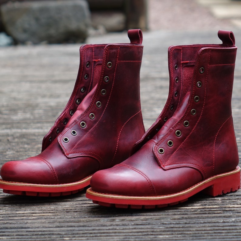 Men's Handmade Leather American Worker Ranger Red Boots Military