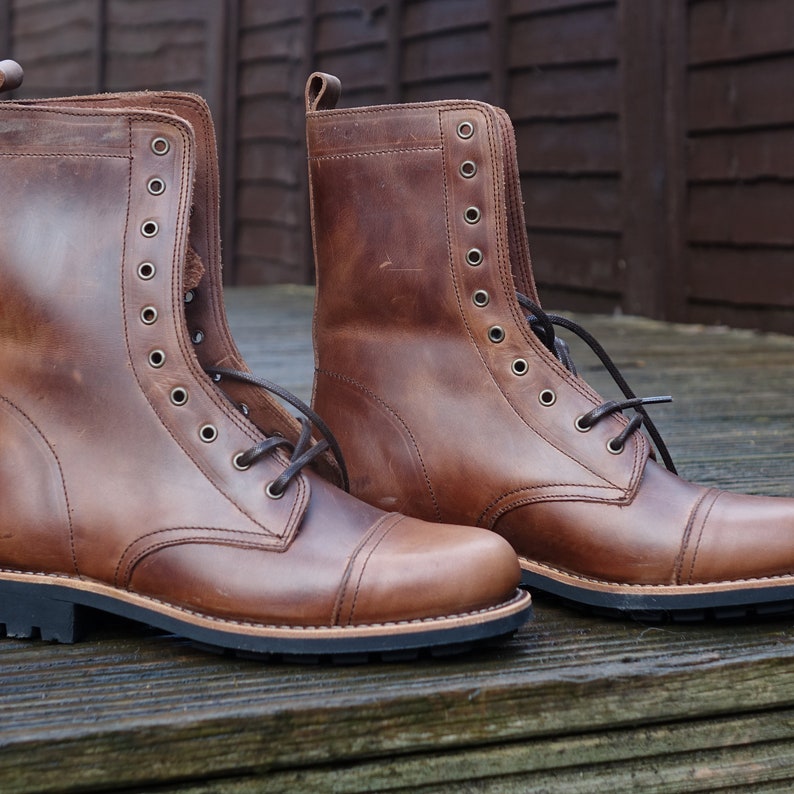 Men's Handmade Leather American Worker Ranger Red Boots Military