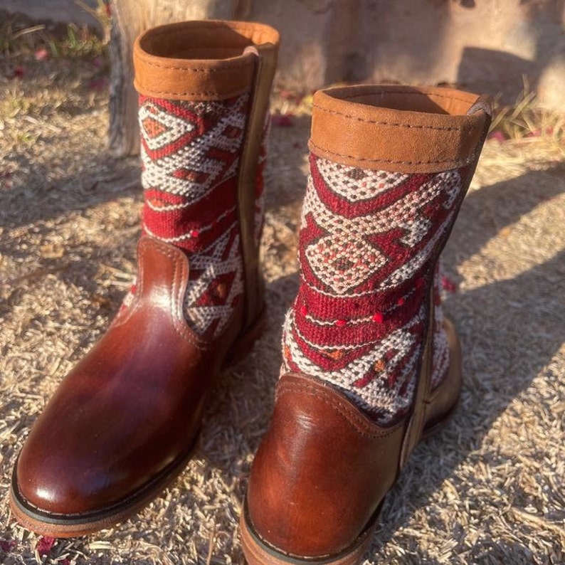 Women's Handmade Leather Boots Boots With Vintage Moroccan