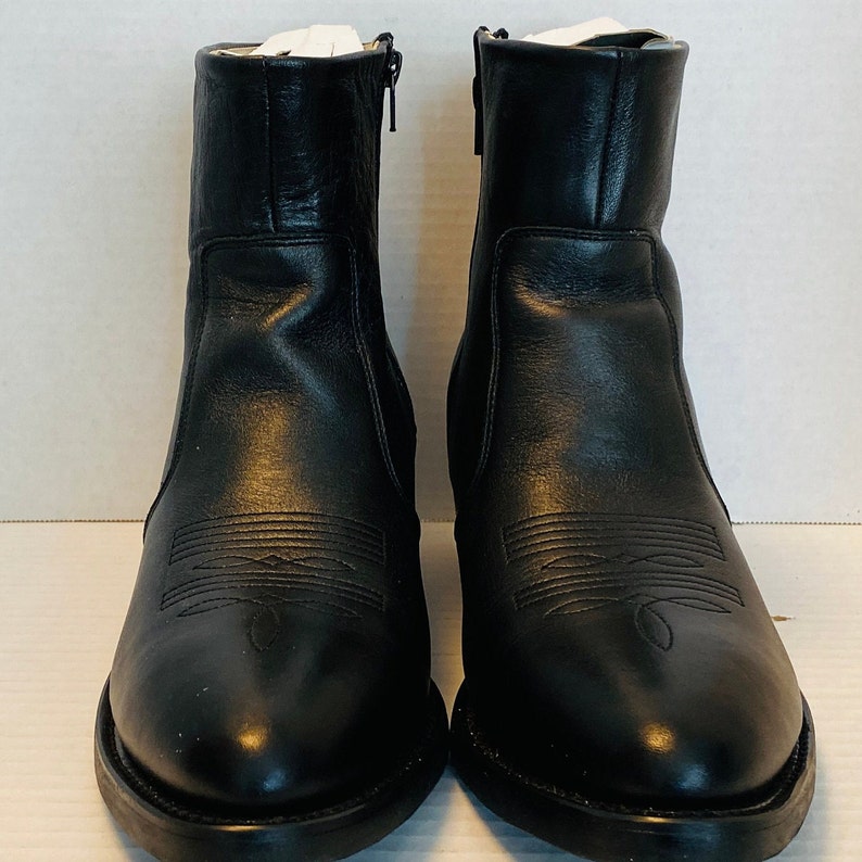 Men's DURANGO Black Leather R Toe Side Zip Western Boots