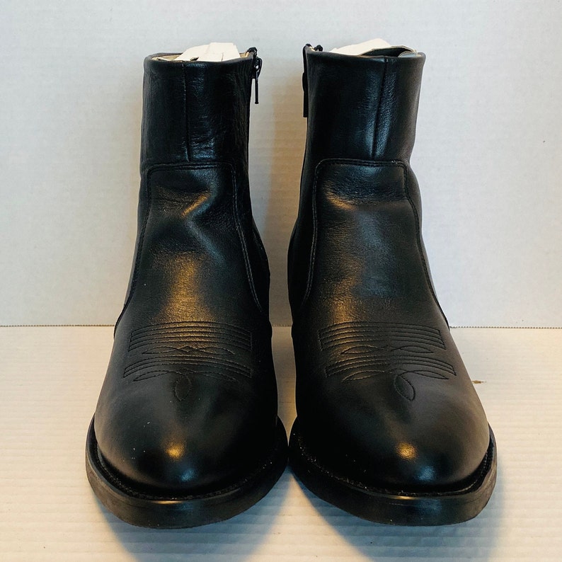 Men's DURANGO Black Leather R Toe Side Zip Western Boots