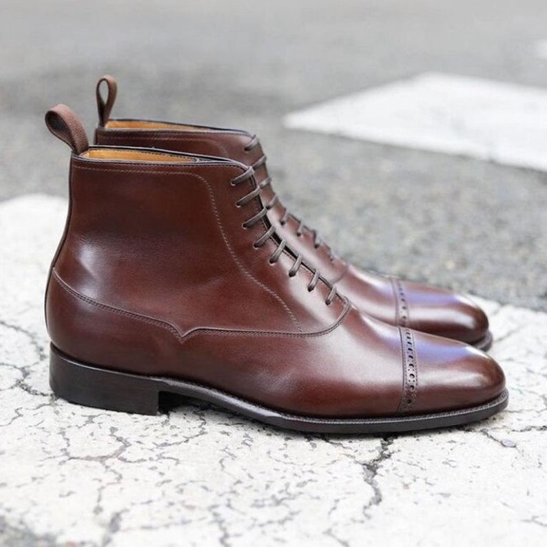 Men's Handmade Genuine Leather Lace-up Ankle Boots for's