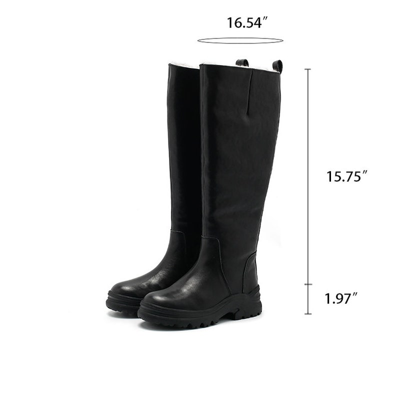 Women's Dwarves Leather Knee High Boots Snow Boots Have Fleece Lined