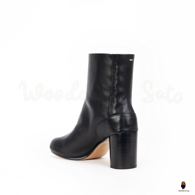 Women's Tabi Split Toe 8cm Heel Leather Boots