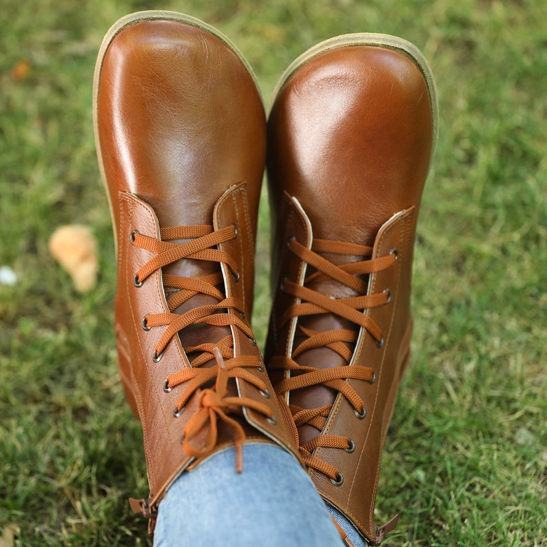 Women's Boots WIDE Zero Drop Barefoot BROWN Sooth Leather