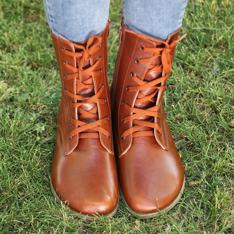 Women's Boots WIDE Zero Drop Barefoot BROWN Sooth Leather