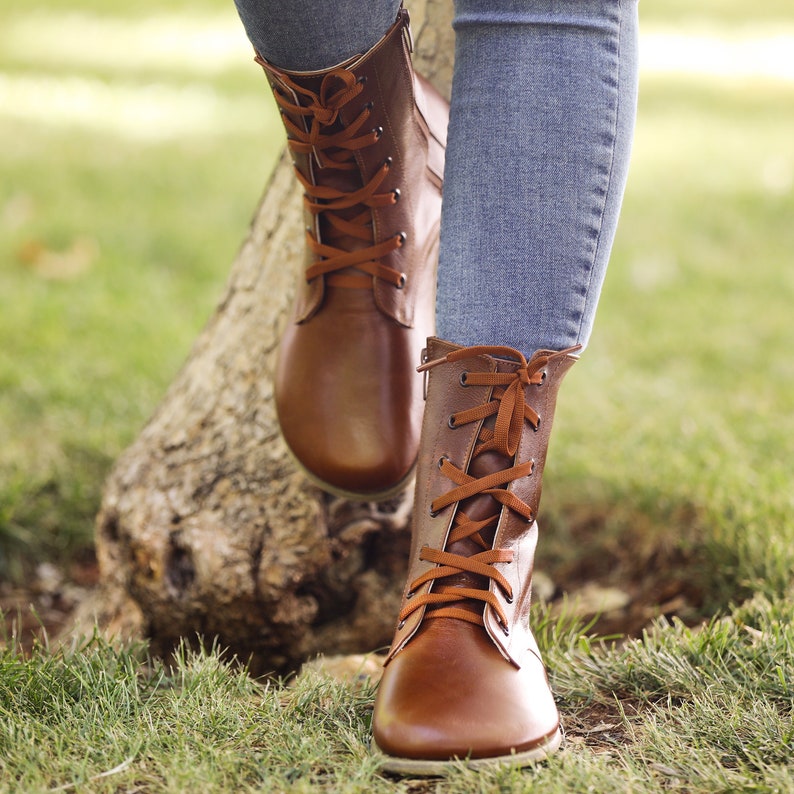 Women's Boots WIDE Zero Drop Barefoot BROWN Sooth Leather