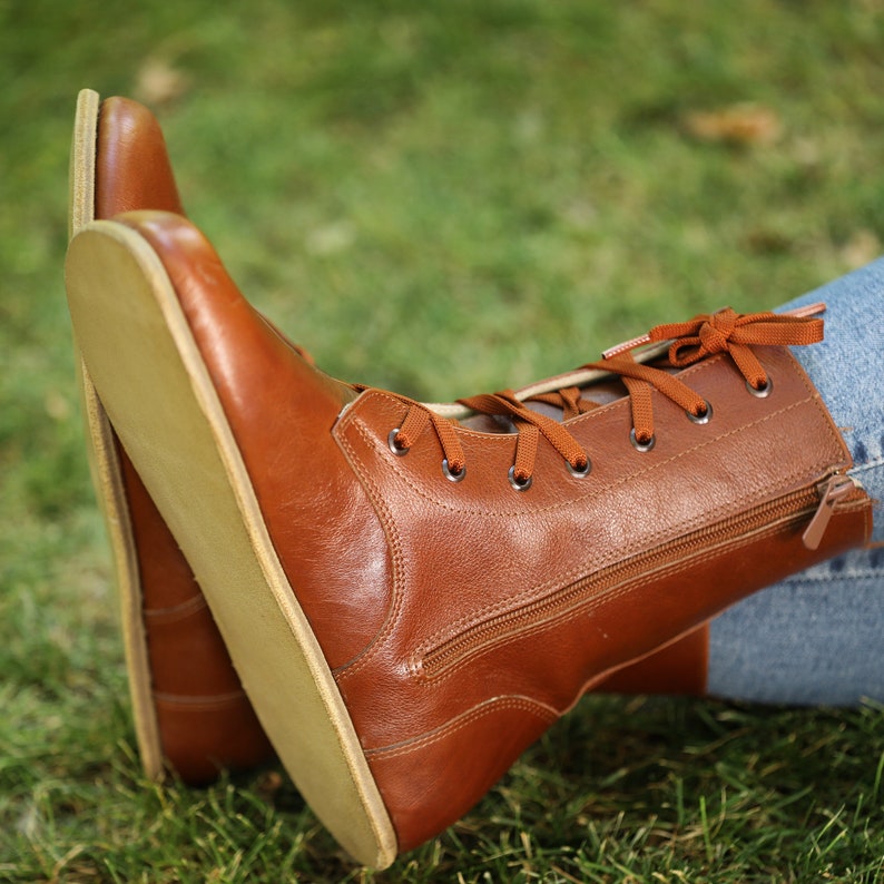 Women's Boots WIDE Zero Drop Barefoot BROWN Sooth Leather