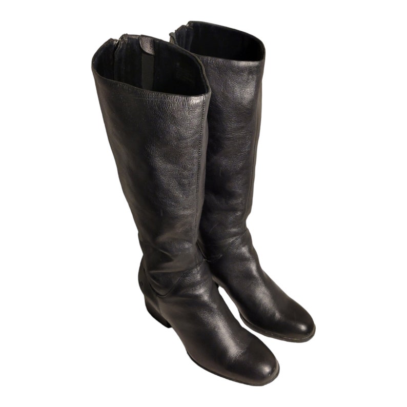 Women's Y2k Vintage Black Leather Knee High Boots by Born Size