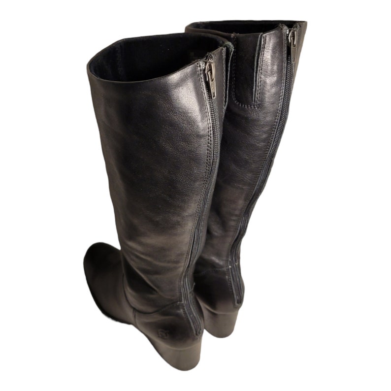 Women's Y2k Vintage Black Leather Knee High Boots by Born Size