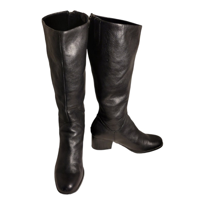 Women's Y2k Vintage Black Leather Knee High Boots by Born Size