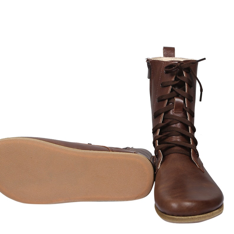 Women's Boots WIDE Zero Drop Barefoot DARK Brown Sooth Leather
