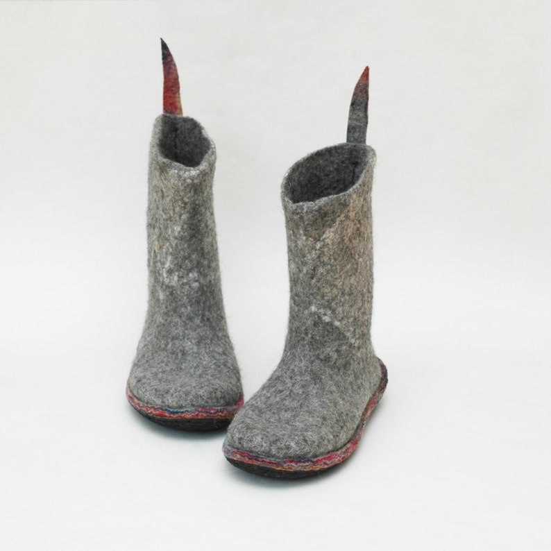 Women's Felt Boots Boots Valenki Grey Boots Handmade