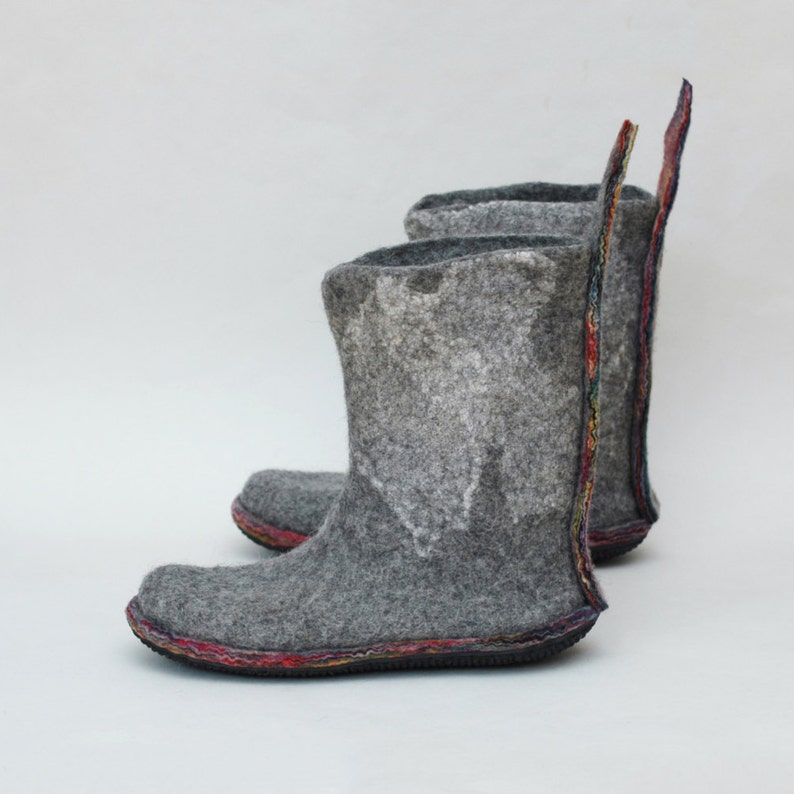 Women's Felt Boots Boots Valenki Grey Boots Handmade