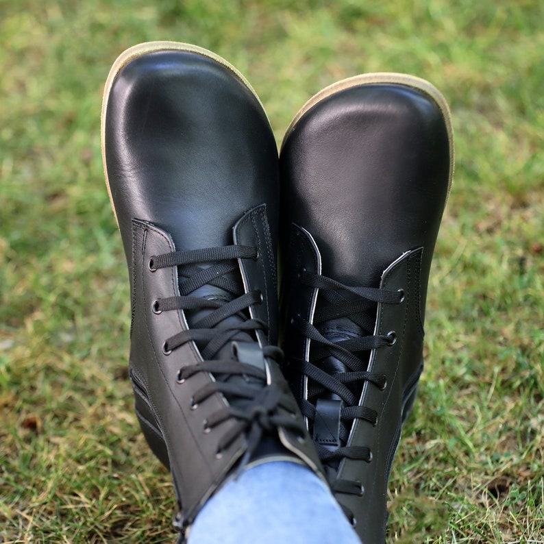 Women's Boots WIDE Zero Drop Barefoot BLACK Sooth Leather