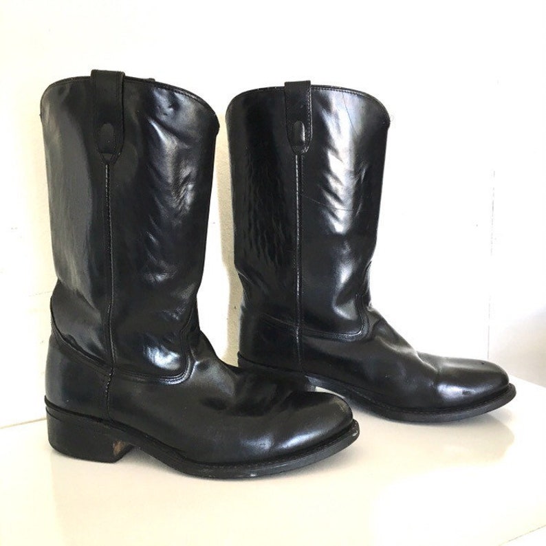 Men's Black Leather Boots Boots Motorcycle Boots 10.5 Wide