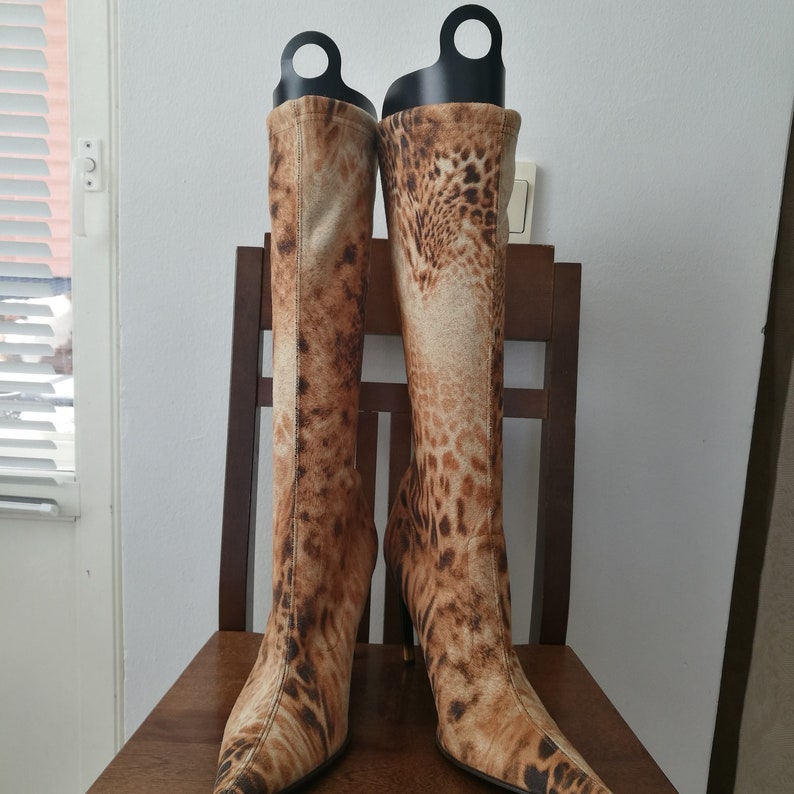 Women's Fun Italian Stretch Animal Print Heel Boots