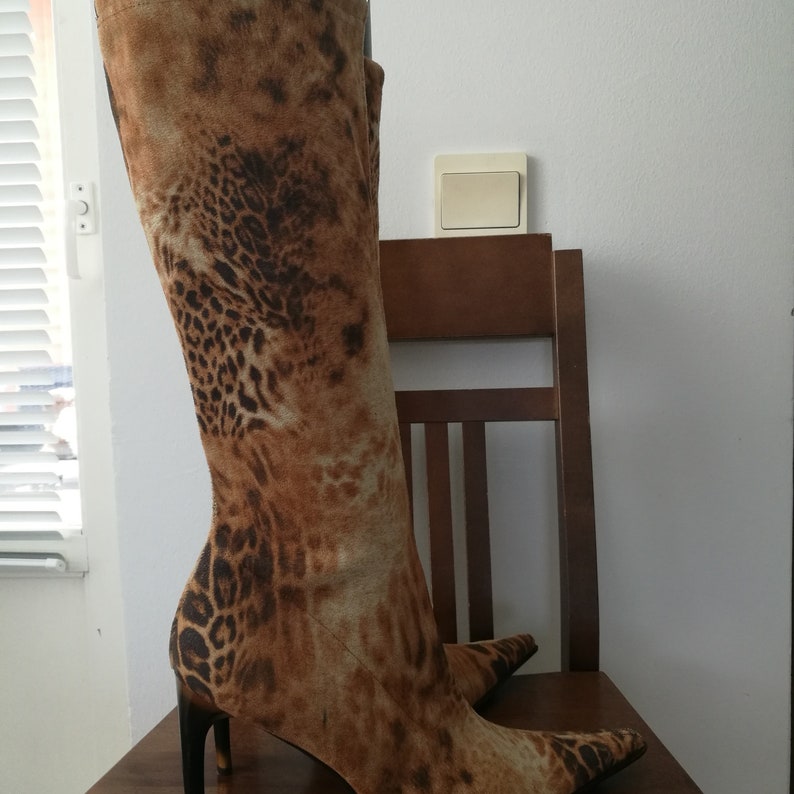 Women's Fun Italian Stretch Animal Print Heel Boots