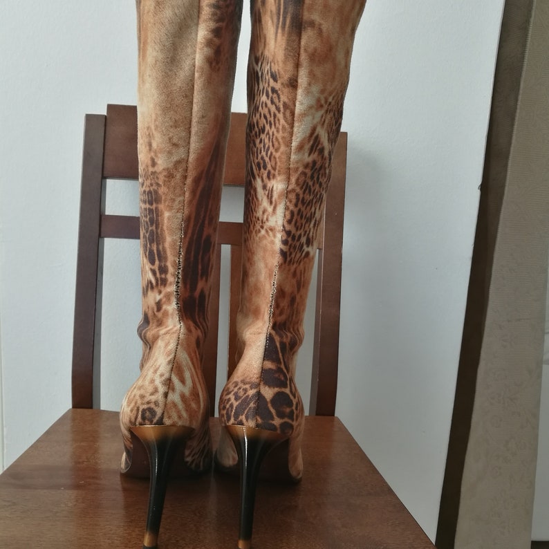 Women's Fun Italian Stretch Animal Print Heel Boots