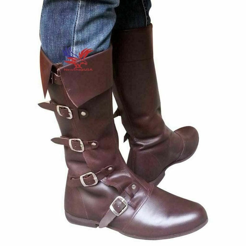 Women's Medieval Leather Boots RENAISSANCE Viking Pirate Boots Mans