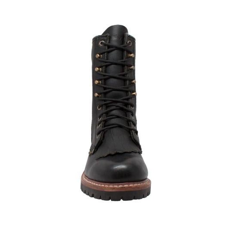 Men's Black Fireman Logger Leather Boots